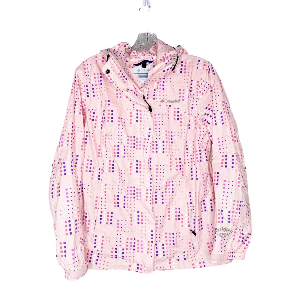 Columbia Jacket Women's Size M Pink Interchange Geometric Hooded Zip Up